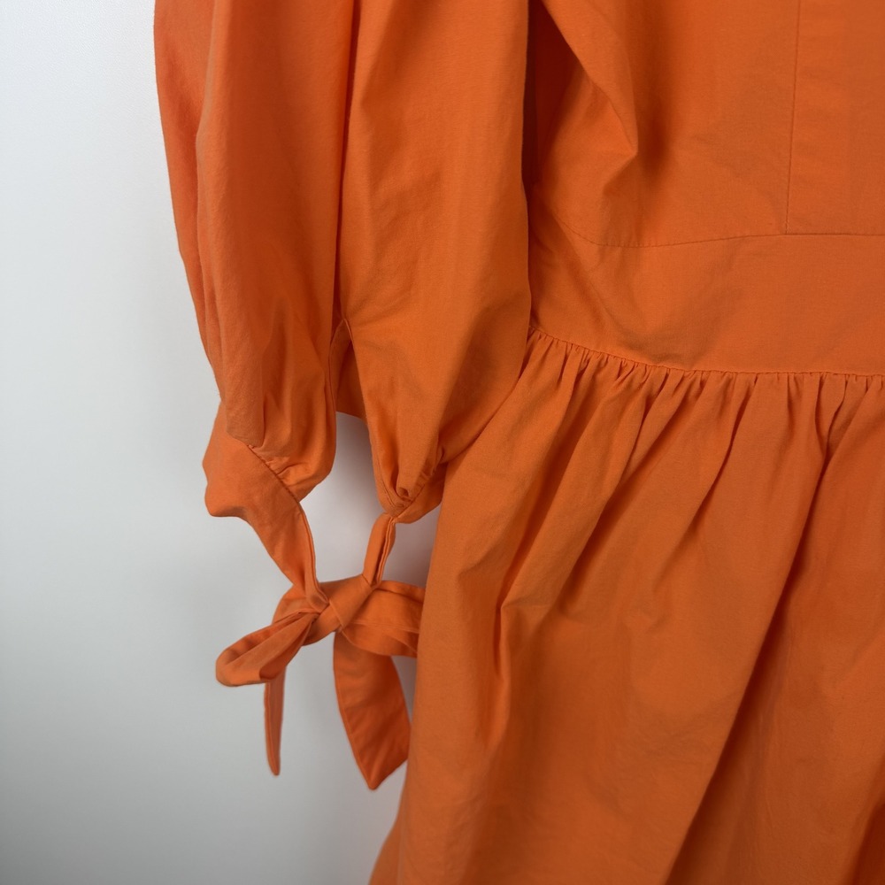 Showpo Zandra Mini Dress Size 8 Orange Puff Sleeve Cotton Poplin Vibrant Bright - Picture 5 of 15